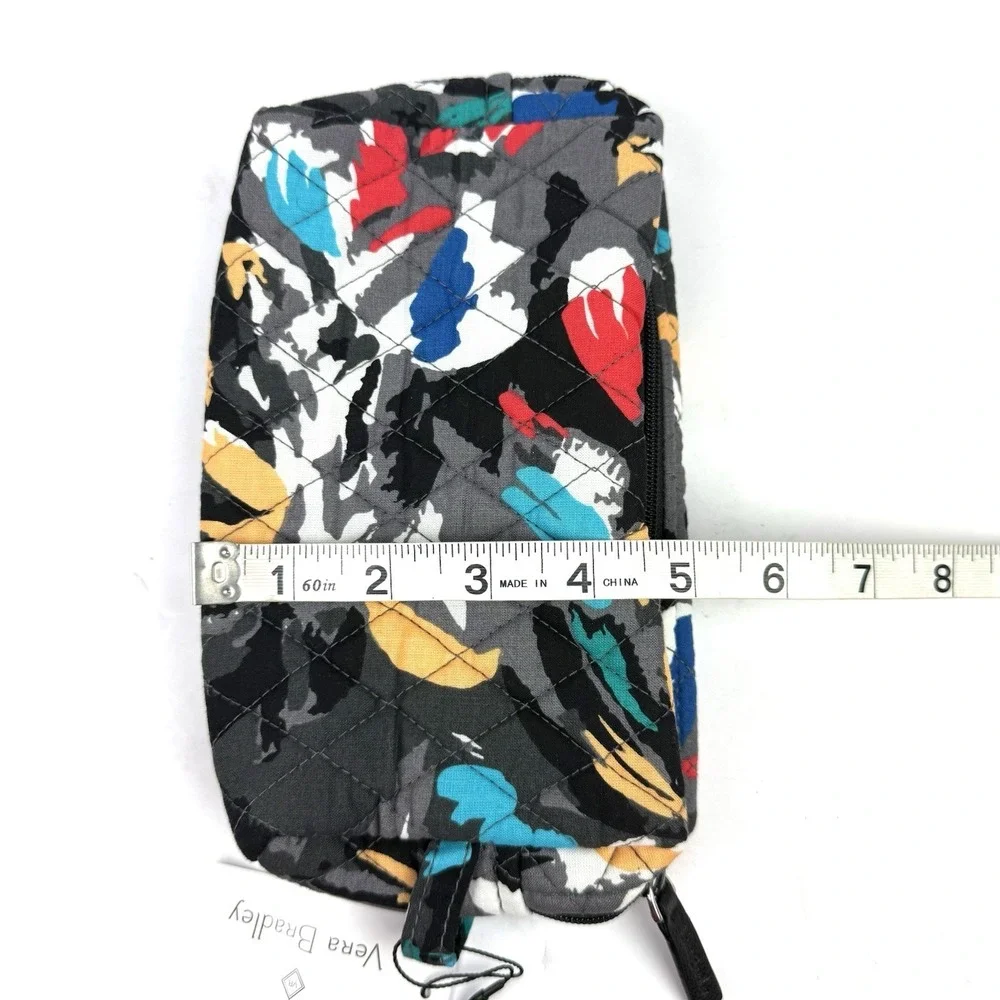Vera Bradley Medium Cosmetic‎ Bag Splash Floral Black Travel Quilted Brand New